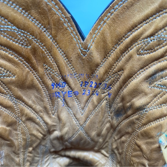 Frye Cowboy Boots Tan Brown Leather Men’s Size 9.5 D - Picture 6 of 9